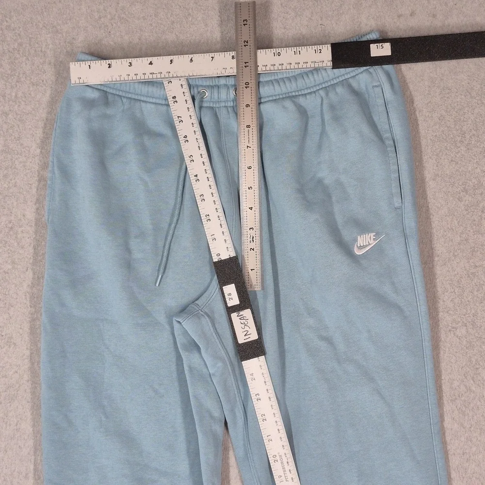 Nike Men Activewear Pants M Blue Embroidered Joggers Club Fleece
